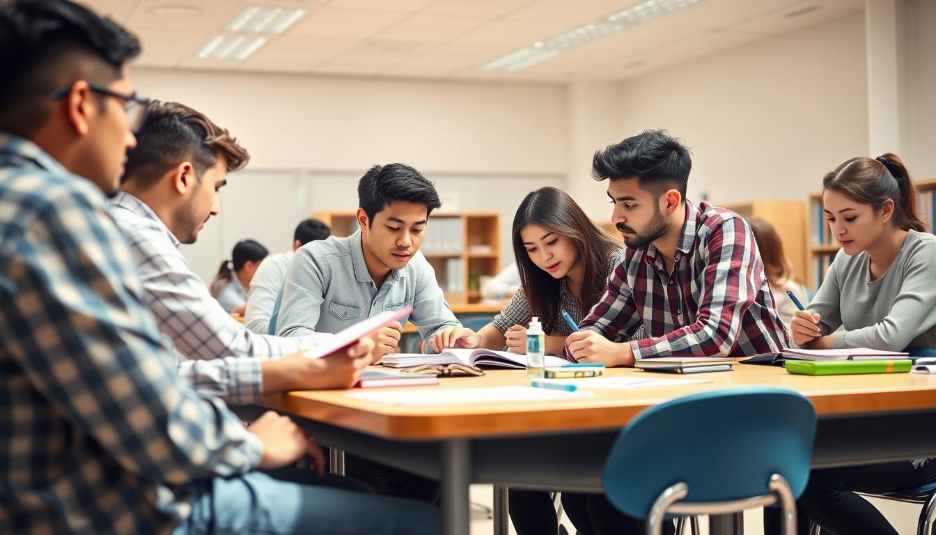 Students collaborating in study space