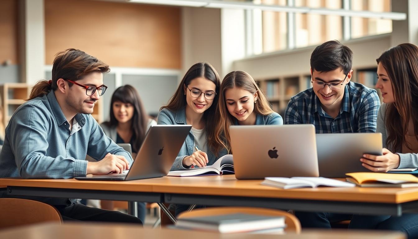 Students working in research laboratory